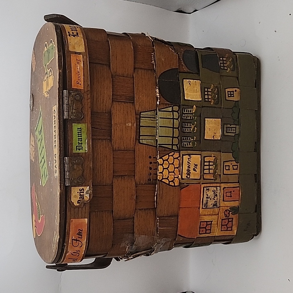 Vintage 1974 Caro Nan Signed Wooden Purse 9.25" X 9.25" X 5.75" - Picture 4 of 17